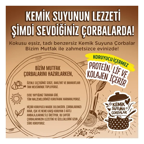 Bizim Mutfak Kemik Suyuna Kelle Paça Çorbası 65 gr 3'lü Paket - 195 gr - Görsel 7