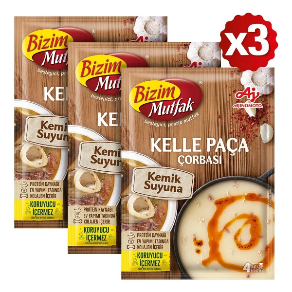Bizim Mutfak Kemik Suyuna Kelle Paça Çorbası 65 gr 3'lü Paket - 195 gr - Görsel 4