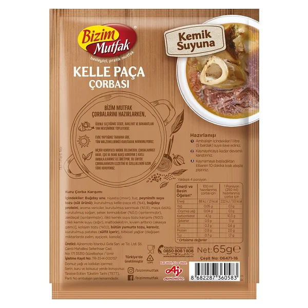 Bizim Mutfak Kemik Suyuna Kelle Paça Çorbası 65 gr 3'lü Paket - 195 gr - Görsel 2