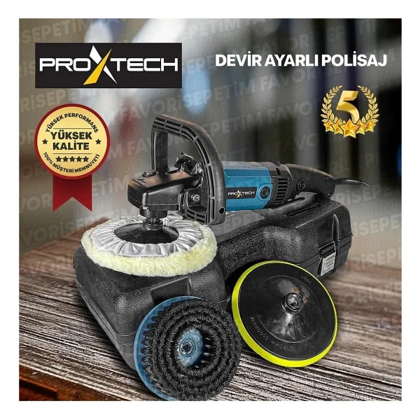 Proxtech Profesyonel 6 Kademeli Devirli Koltuk Halı Yıkama Pasta Cila Polisaj Makinesi Ful Set - Görsel 4