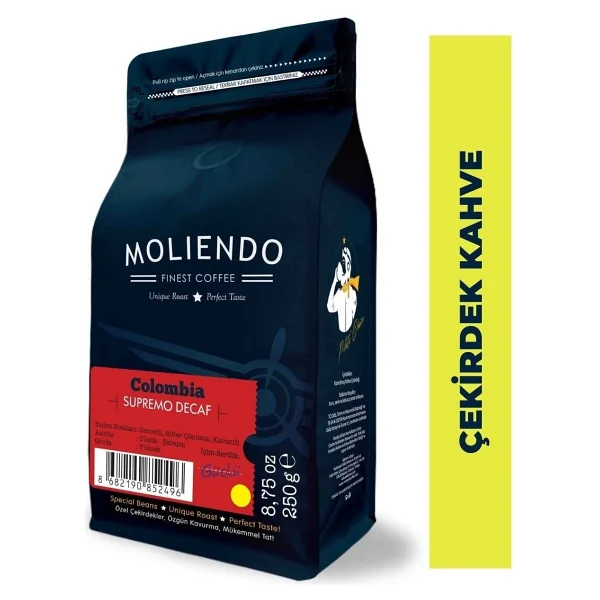 Moliendo Colombia Supremo Decaf Kafeinsiz Çekirdek Kahve 1 kg - Görsel 7