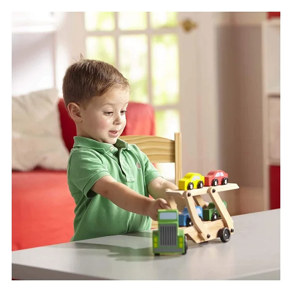 Melissa&Doug Ahşap Araba Taşıyıcı Tır - Görsel 9