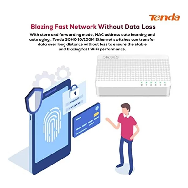 Tenda S105 V2 5 Port 10/100 Yonetilemez Desktop Switch - Görsel 3
