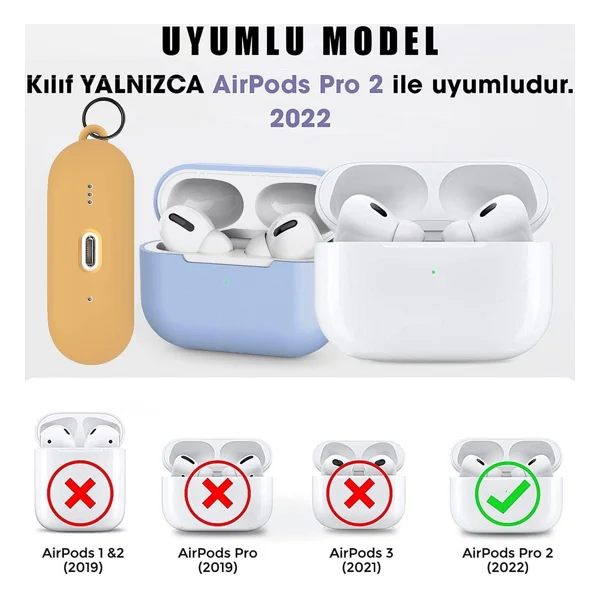 Microsonic Airpods Pro 2.nesil Liquid Silicone Lansman Lavanta Grisi - AirPods Pro 2. Nesil - Görsel 3