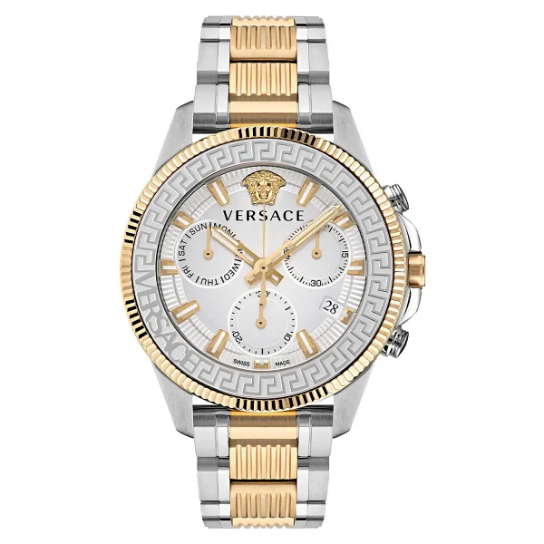 Versace Greca Action Chrono VRSCVE3J00522 Altın-Gümüş Erkek Kol Saati - Görsel 2