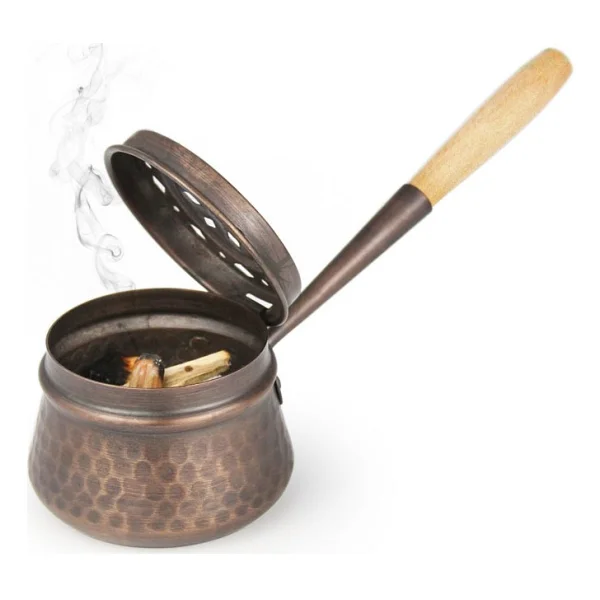 Coho Antique Dövme Bakır Tütsü Gezdirme Çanağı - Görsel 3