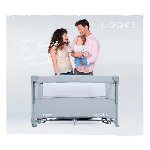 Huggy Looks 5 in 1 Gri Anne Yanı Park Yatak - Görsel 3