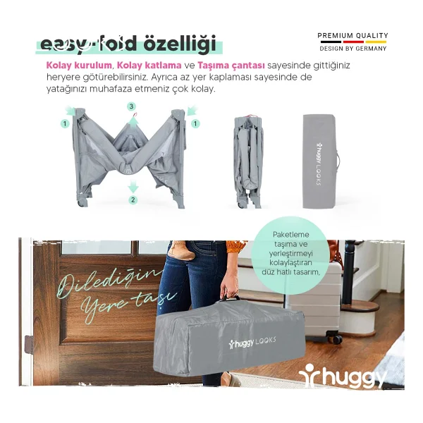 Huggy Looks 5 in 1 Kahverengi Anne Yanı Park Yatak - Görsel 5