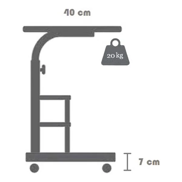 servetavcı Yükseklik Ayarlı ve Çift Raflı Laptop Sehpası ve Çalışma Masası - Atlantik Çam (Tekerli) 70 x 40 cm - 70x40 - Görsel 3