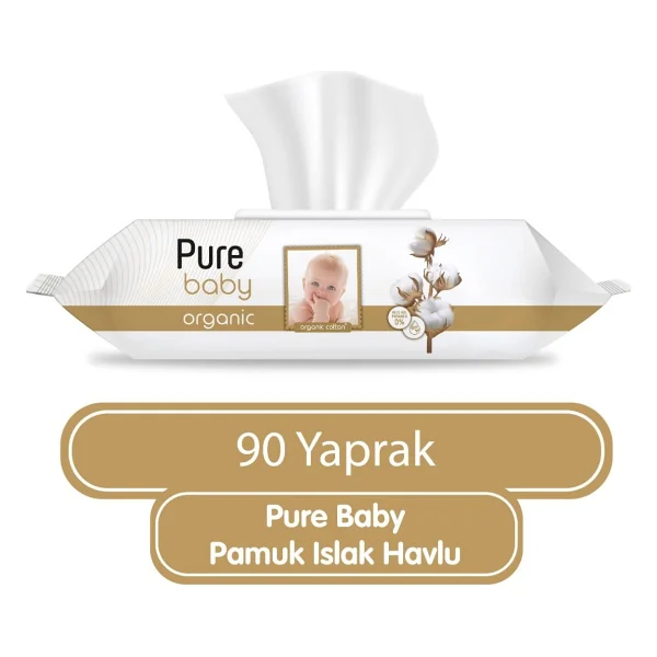 Pure Baby Organik Pamuklu 90 Yaprak Islak Havlu - Görsel 3