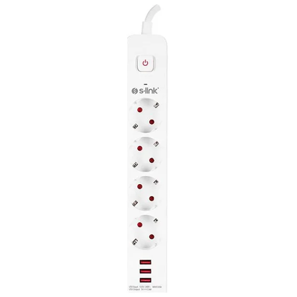 S-link SPG403U USB'li 750 J Anahtarlı 1.5 m 4'lü Akım Korumalı Priz - Görsel 5