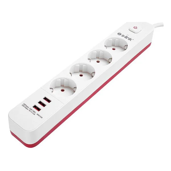 S-link SPG403U USB'li 750 J Anahtarlı 1.5 m 4'lü Akım Korumalı Priz - Görsel 6