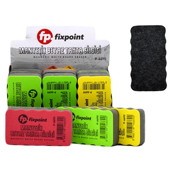 Fixpoint Mıknatıslı Tahta Silgisi P-6690 3 Adet Ergonomik Eva Gövde Leke Bırakmaz Renkli - Görsel 3