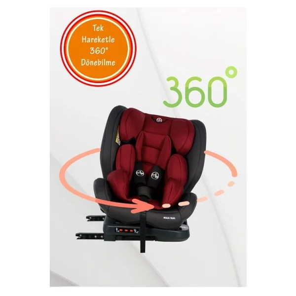 Maxi Taxi Safe Travel 360° Dönebilen Isofixli Kırmızı-Gri 0-36 kg Oto Koltuğu - Görsel 4