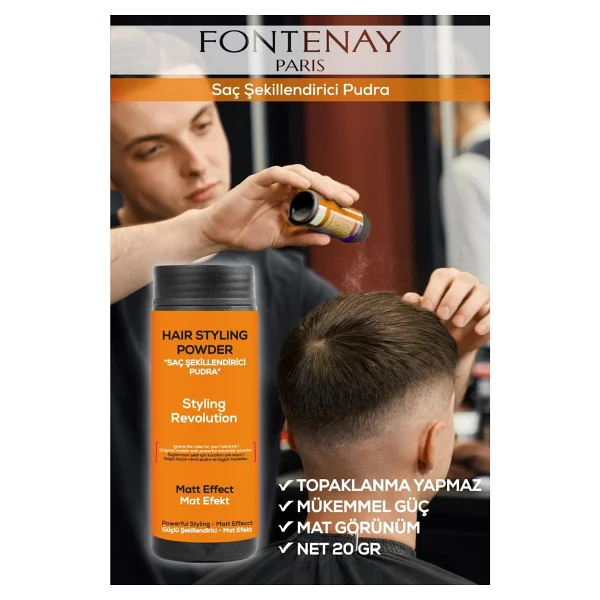Fontenay Saç Şekillendirici Pudra Toz Wax Ultra Strong Turuncu 20gr+ Şekil Tarağı X3 4'lü Set - Görsel 3