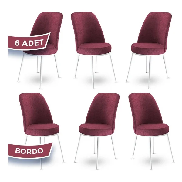 Canisa Concept Dexa Serisi Üst Kalite Mutfak Sandalyesi Metal Beyaz Iskeletli 6 Adet Sandalye - Füme - Görsel 5