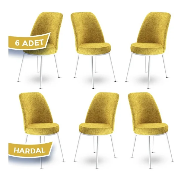Canisa Concept Dexa Serisi Üst Kalite Mutfak Sandalyesi Metal Beyaz Iskeletli 6 Adet Sandalye - Füme - Görsel 9