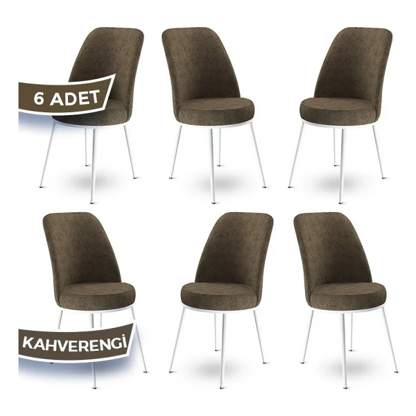 Canisa Concept Dexa Serisi Üst Kalite Mutfak Sandalyesi Metal Beyaz Iskeletli 6 Adet Sandalye - Füme - Görsel 8
