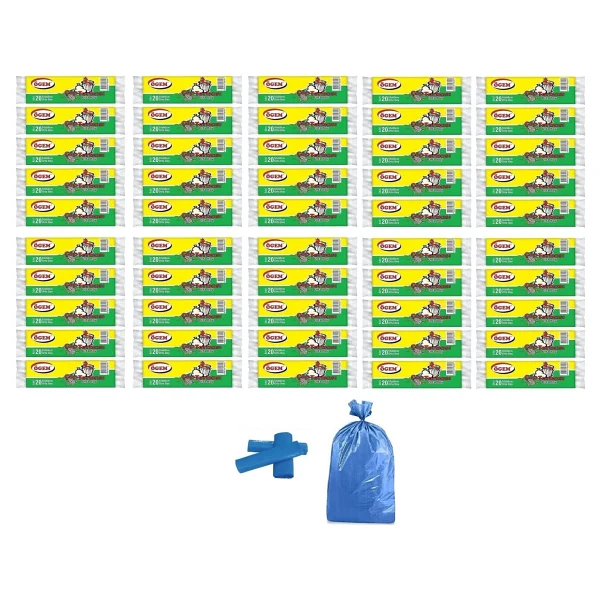 Ögem Orta Boy Çöp Torbası 55x60 cm 20 li Rulo x 50 Paket = 1000 Adet Mavi - 55 x 60 cm - Görsel 4