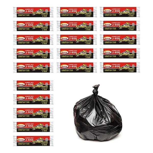 Ögem J-650 Jumbo Boy Ağır Hizmet Çöp Torbası 80x110 cm 10 lu Rulo x 20 Paket = 200 Adet - 80 x 110 cm - Görsel 3