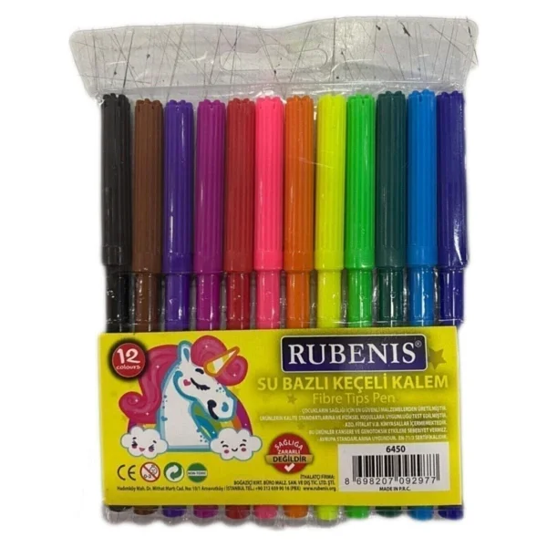 Rubenis 12 Renk Su Bazlı Keçeli Kalem - Görsel 2