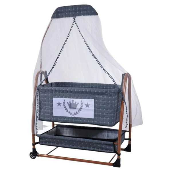 Sunny Baby King Beşik Metal Sallanır Beşik Siyah Portatif Beşik - Ahşap - Görsel 3