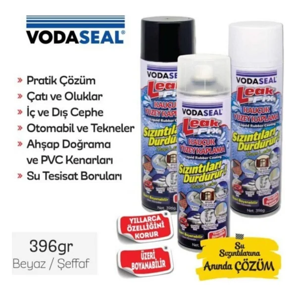 Vodaseal Leak Fix Su Geçirmez Sızdırmaz Sprey 396 gr Renk Seçenekli Siyah - Görsel 5