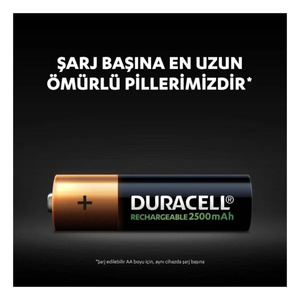 Duracell 2500 mAh 2'li 2 Paket Şarjlı AA Kalem Pil - Görsel 3