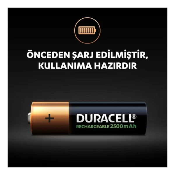 Duracell 2500 mAh 2'li 2 Paket Şarjlı AA Kalem Pil - Görsel 4