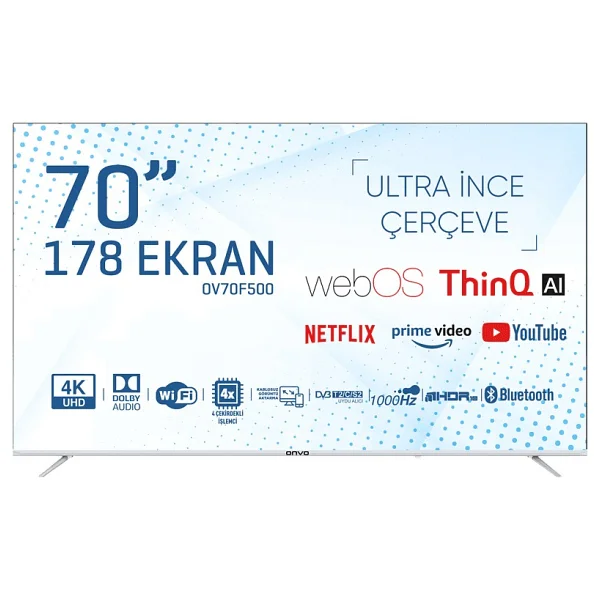 Onvo OV70F500 4K Ultra HD 70" 178 Ekran Uydu Alıcılı webOS Smart LED TV - Görsel 2