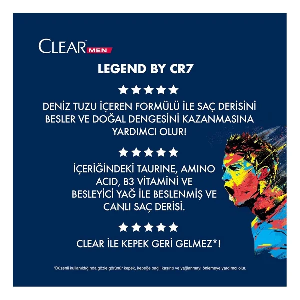 Clear Men Legend By CR7 350 ml 3 Adet Kepek Şampuanı - Görsel 5