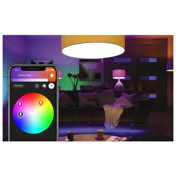 Philips Hue 1100 Renkli Ambiyans 11 W-75 W E27 3'lü Akıllı LED Ampul + Dimmer Anahtar + Bridge Başlangıç Seti - Görsel 2