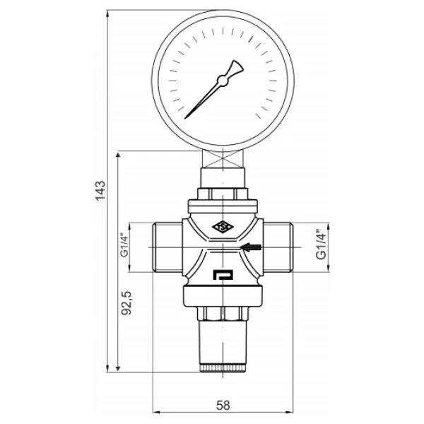 Pakkens 1'' Basınç Düşürücü DN25 Manometreli - Görsel 2