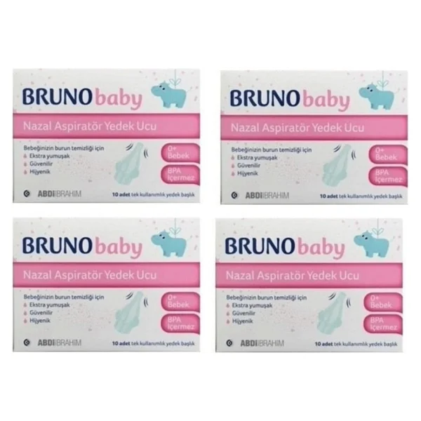 Bruno Baby Nazal Aspiratör Yedek Uç 4 Paket Ultra Yumuşak BPA'sız Şeffaf Sünger Filtreli Güvenli - Görsel 2