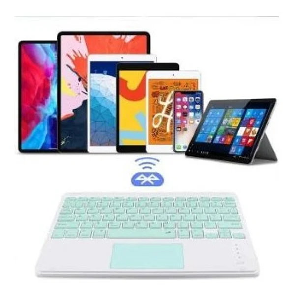 Alfa MEC Apple Ipad 9. 8. 7. Nesil 10.2" 2021 Bluetooth Klavye Touchpad Slim Kablosuz Wifi Q Klavye - Beyaz - Görsel 3