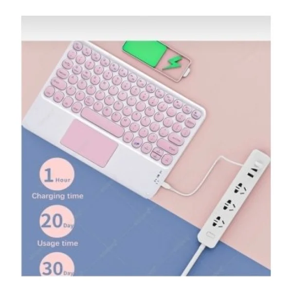 Alfa MEC Apple Ipad 9. 8. 7. Nesil 10.2" 2021 Bluetooth Klavye Touchpad Slim Kablosuz Wifi Q Klavye - Beyaz - Görsel 4