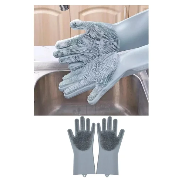 Deco Elit Sihirli Silikon Bulaşık Eldiveni Tırtıklı Magic Gloves Mutfak Banyo Temizleme - Görsel 3