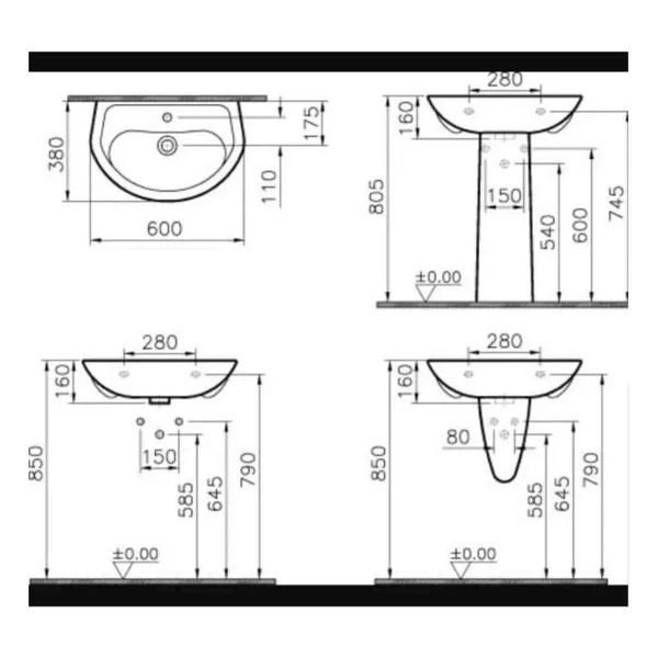 Vitra Arkitekt Büyük Yarım Ayak - Lavabo Destek Ayağı Beyaz - 6174l003-0162 VitrA - Görsel 2