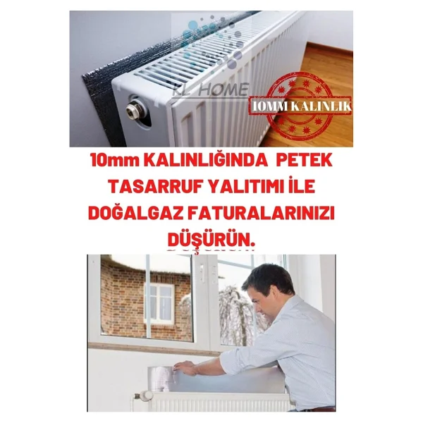 Kl Home 4 Adet 10MM Kalınlık Tasarruf Için Kalorifer Petek Arkası Isı Yalıtım Levhası-Doğalgaz Faturan Düşür - Görsel 2