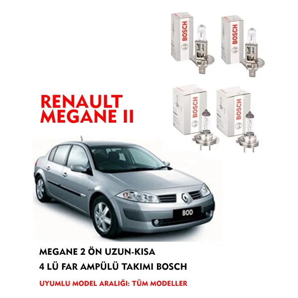 Bosch Megane 2 Ön Uzun-kısa 4 Lü Far Ampülü Takımı - Görsel 5