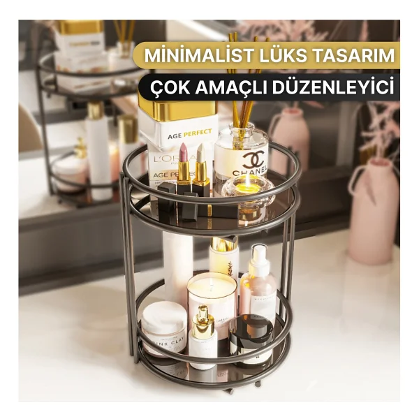 Bino Banyo Kozmetik Takı Düzenleyici Çok Amaçlı Organizer 2 Katlı Servis Sunum Tepsisi İkramlık Düzenleyici - Görsel 5