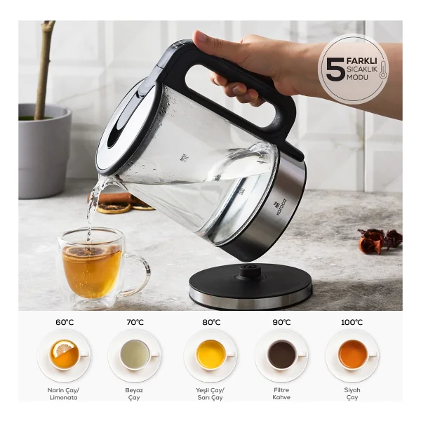 Karaca 2205 Led Işıklı 2200 W 1.7 lt Cam Kettle - Görsel 2