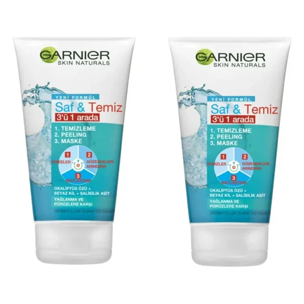 Garnier Saf & Temiz 3'ü 1 Arada Temizleme Peeling Maske 150 ml 2 Adet - Görsel 3