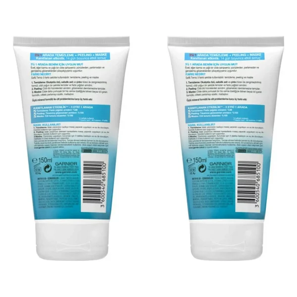 Garnier Saf & Temiz 3'ü 1 Arada Temizleme Peeling Maske 150 ml 2 Adet - Görsel 2