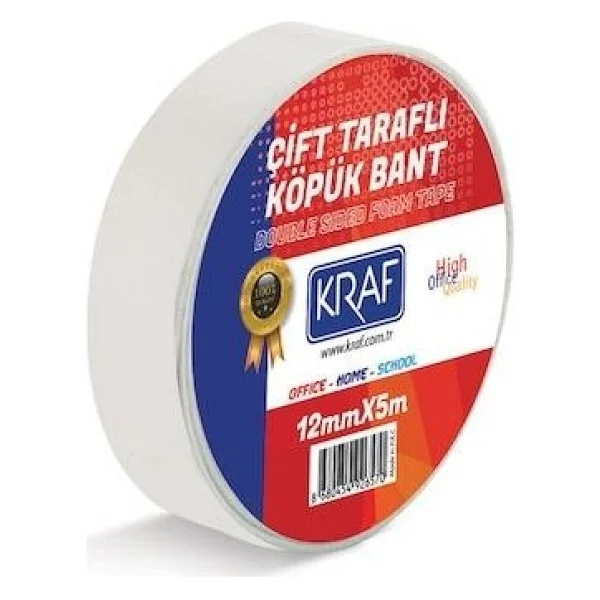 Kraf Çift Taraflı Köpük Bant 12 mm x 5 mt 5012G - Görsel 3