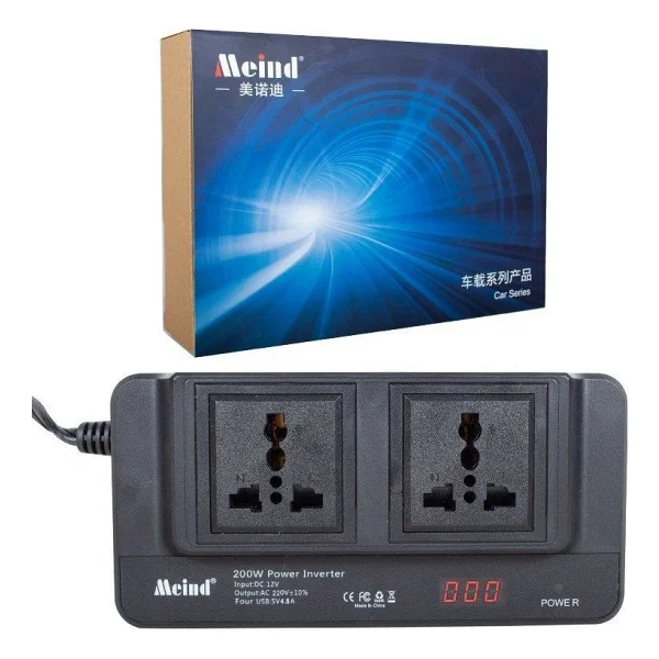 Powermaster 200 W DC12V AC220V Çakmak Kablolu Inverter X4USB Çıkışlı - Görsel 3