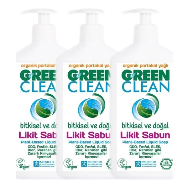 U Green Clean Organik Portakal Yağlı Bitkisel Likit Sabun 500 ml 3'lü - Görsel 2