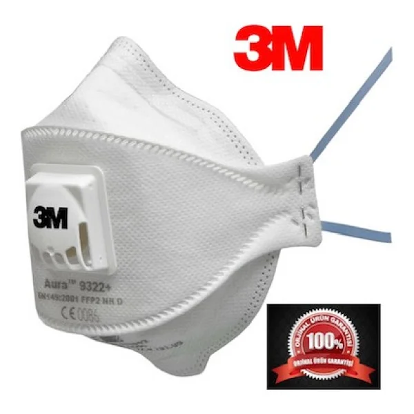 3M Aura 9322 Plus FFP2 NR D Ventilli Solunum Maskesi - Görsel 3