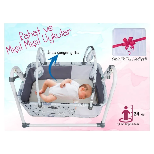 Jusso Cute Sheep Sallanır Bebek Beşiği - Görsel 3