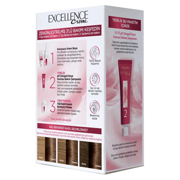 L'Oreal Paris Excellence Creme 6.03 Doğal Işıltılı Açık Kahve Saç Boyası - Görsel 3